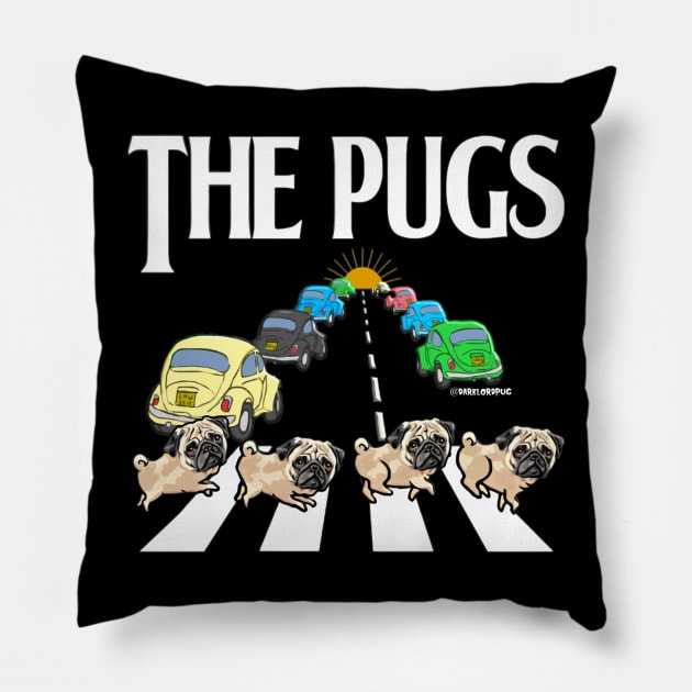 Puggy Road Pillow by darklordpug