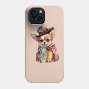 Chihuahua wearing a fancy red cloak and flower covered hat Phone Case