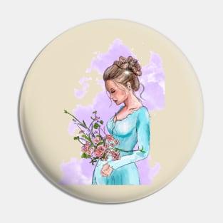 Girl in a dress with a rose bush Pin