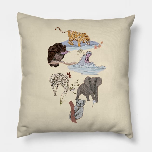 Animal Kingdom Pillow by minniemorrisart