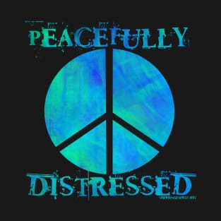 Peacefully Distressed v7 Blue Green T-Shirt