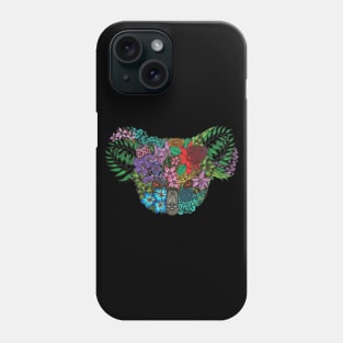 Floral Koala Color Black Background Phone Case