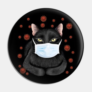 Cat Is Wearing Mask Face Anti Virus 2020 Pin