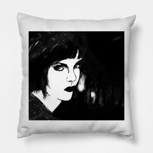 Black Cats. Female portrait. LINE ART. Pillow