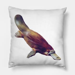 Australian Platypus swimming. Gorgeous monotreme artwork. Original painting, unique gift. Pillow