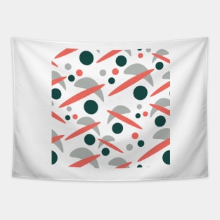 Abstract Shapes Pattern Green Coral Grey Tapestry