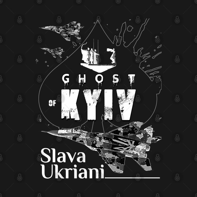 Ghost Of Kyiv Ukraine SLAVA UKRIANI Support with an Ukrainian air force Fighterjet MIG-29 by aeroloversclothing