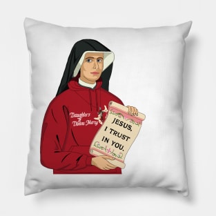 St Faustina Kowalska Great Love Catholic Quote Divine Mercy Pillow