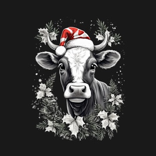 Cow Christmas  Scene Window Pictures for Chalk Marker T-Shirt