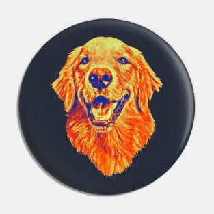 Golden Retriever Smiling Red Tritone Pin