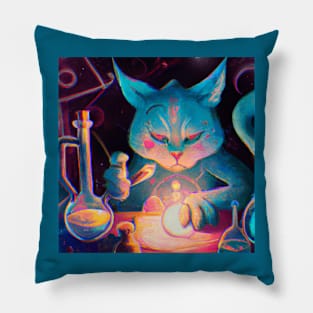 Blue Alchemist Cat Learned How to Turn Catnip Into Gold Pillow