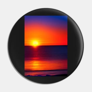 WONDERFUL RED SUNSET OVER THE OCEAN Pin