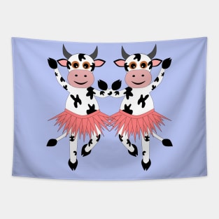 Cute and funny cows Tapestry