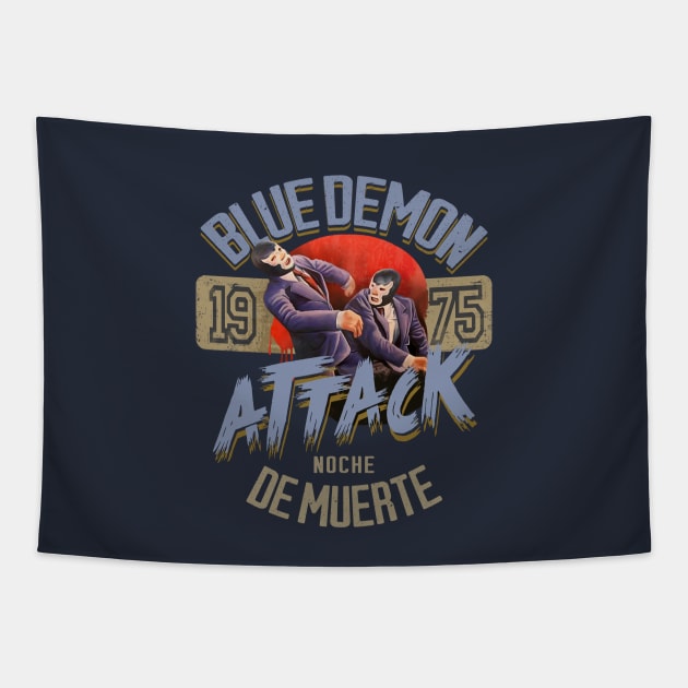 Blue Demon Attack Tapestry by Trazzo