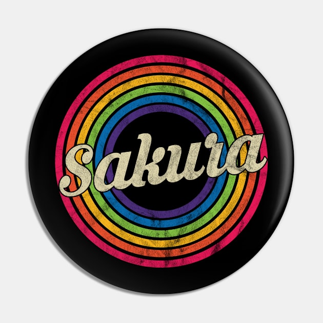 Sakura - Retro Rainbow Faded-Style Pin by MaydenArt