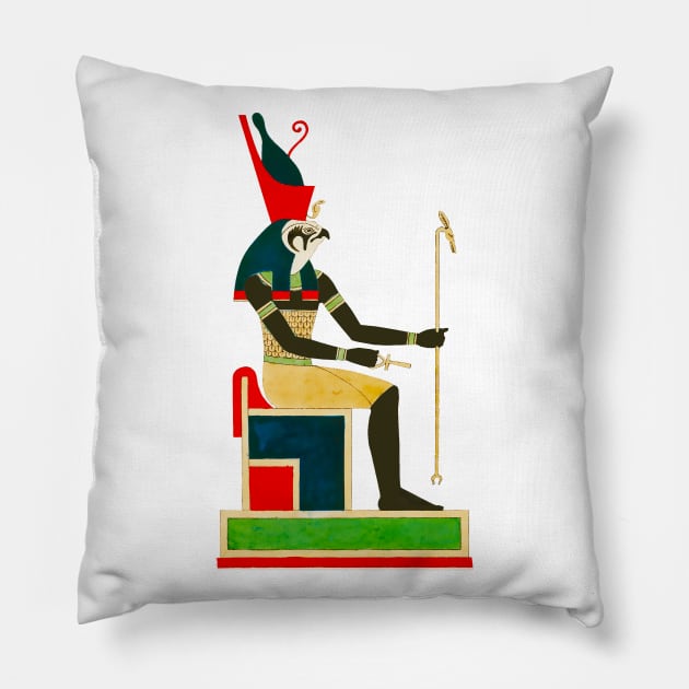 Horus Gods of Egypt colorful vintage drawing Pillow by Marccelus