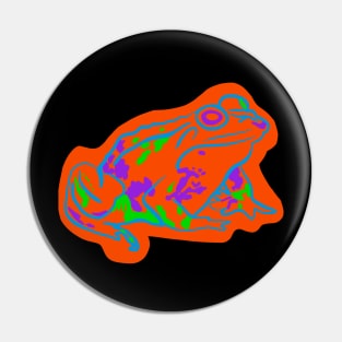 Blue Neon Frog Covered In Orange Glow Pin