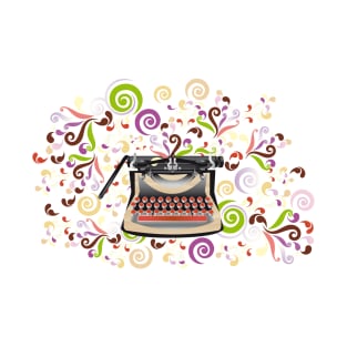 Creative typewriter in retro style with colorful swirls T-Shirt