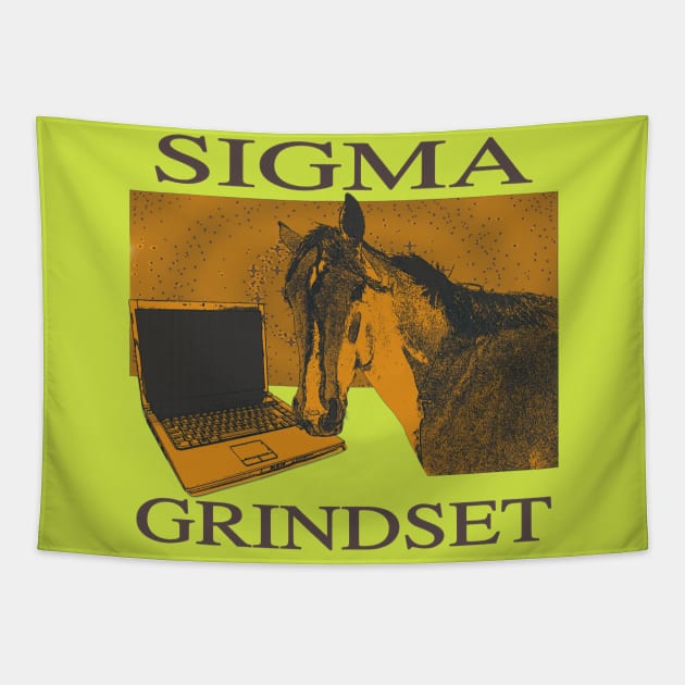 Sigma Grindset - Horse Entrepreneur Tapestry by blueversion