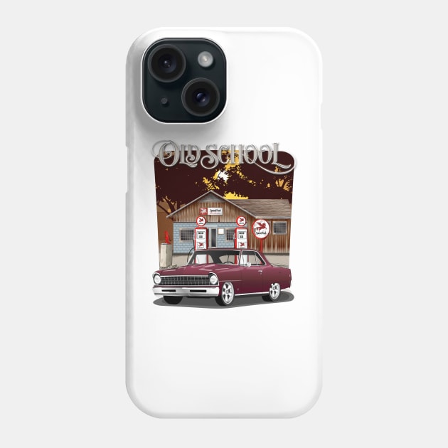 1967 Madeira Maroon Chevrolet Nova Old School Print Phone Case by RPM-ART