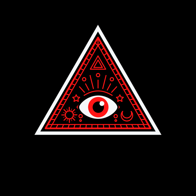 All Seeing eye - red and black with red eye by Just In Tee Shirts