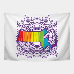 Massachusetts Mandala Pride Tapestry