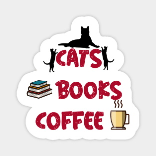 Cats, Books, & Coffee Magnet