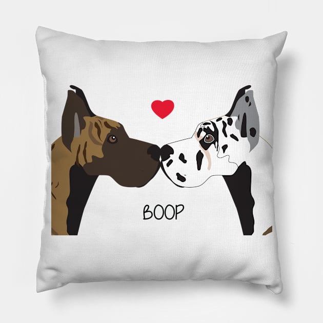 Great Dane Dog Boop I Love You Pillow by HotPinkStudio.Me