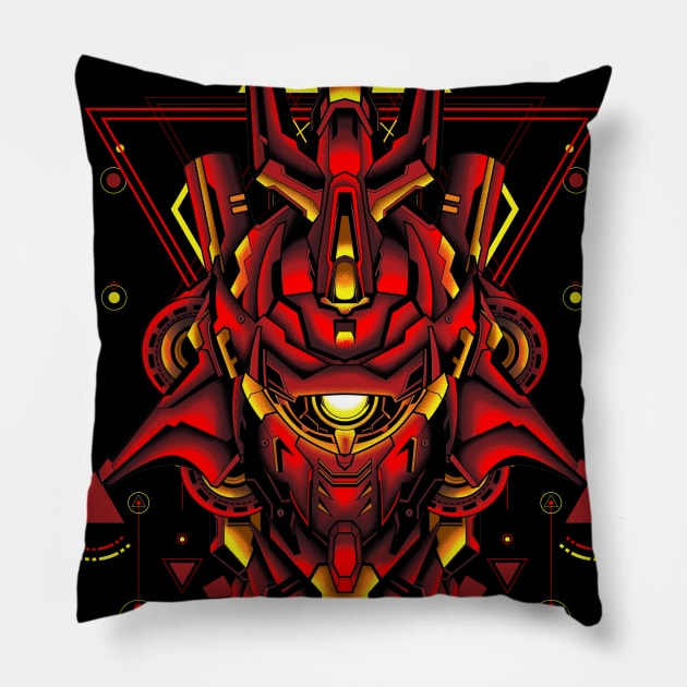 sazabi F-12 turbo war sacred geometry Pillow by secondsyndicate