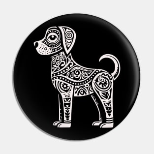 Lino Cut Dog Pin