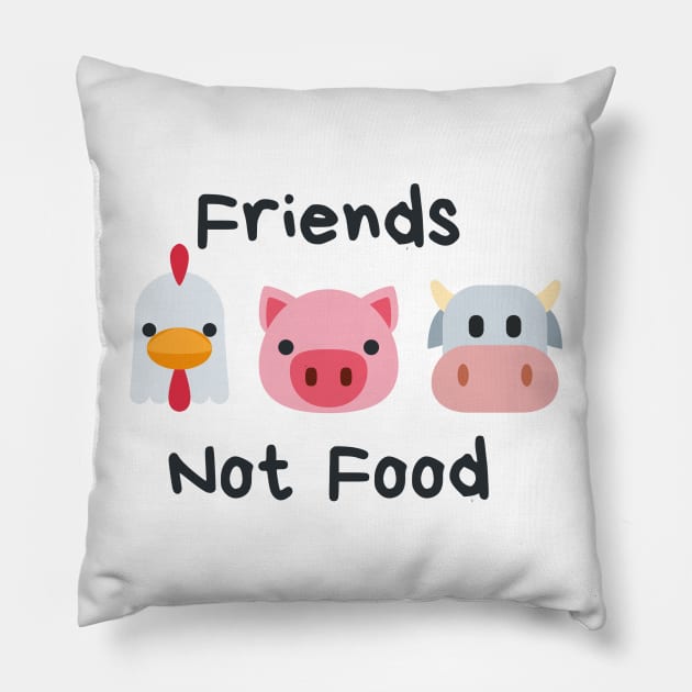 Friends Not Food Pillow by Bearded Vegan Clothing