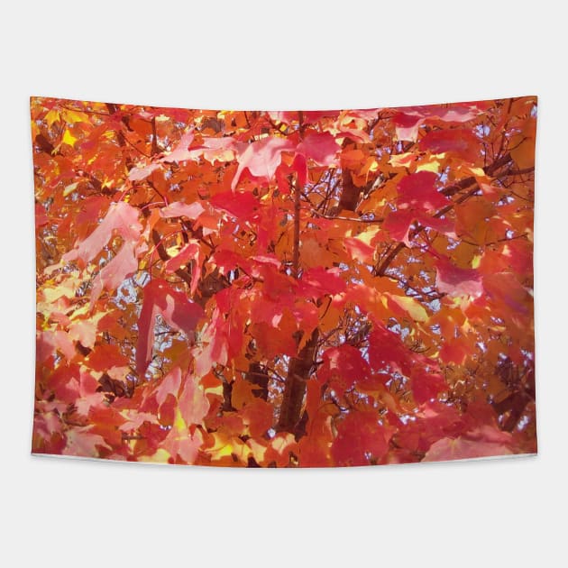 Red Autumn Leaves Tapestry by JadedAlice