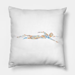 Freestyle Swimmer with Creative Colorful Wave Design Gift Pillow