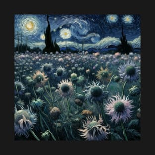 Enchanted Flower Garden Night: Centaurea Starry Floral T-Shirt