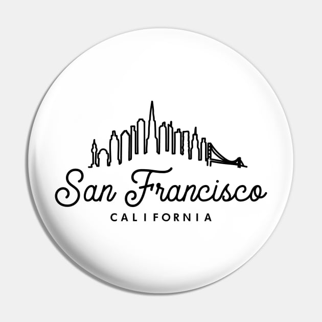 San Francisco CA Skyline Pin by Vectographers