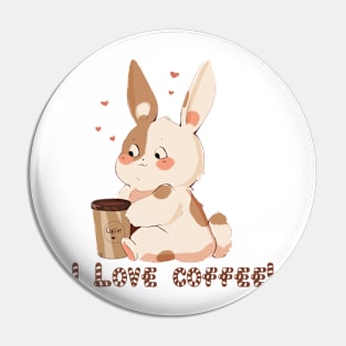 I love Coffee | Kawaii Bunny | Coffee Bunny Pin