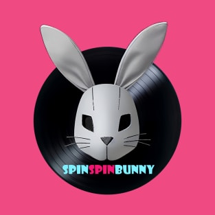 SpinSpinBunny Bunny Record Logo with Text T-Shirt