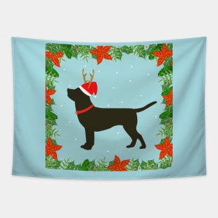 Black Labrador with Santa hat Tapestry