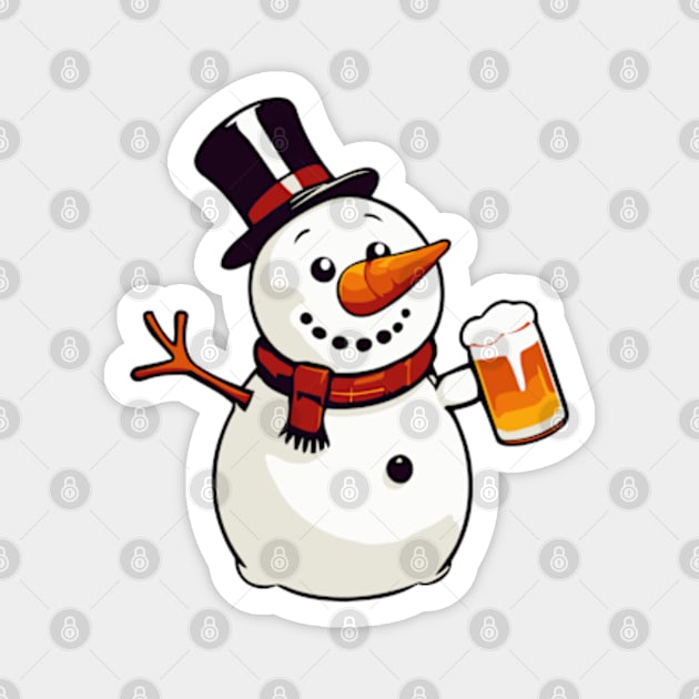 Humorous Snowman Beer Party - Funny Design for Christmas Cheer Magnet by IDesign23