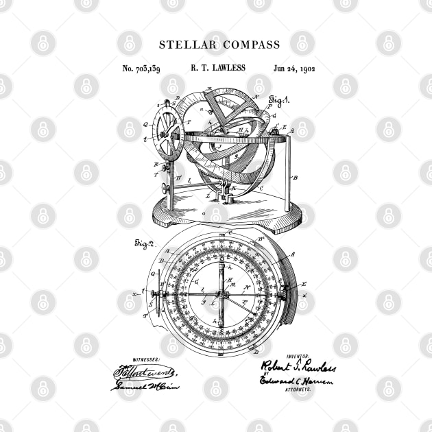 Patent Print 1902 Stellar Compass by MadebyDesign