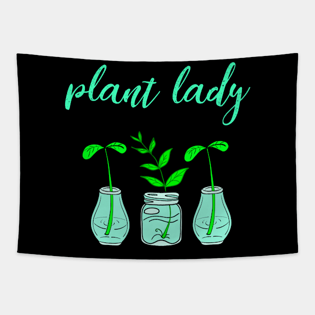 Plant lady. Think green. Be eco. Environmental protection. Protect, don't destroy. Little precious plants in glass jars. Ecology. Nature lover. Tapestry by IvyArtistic