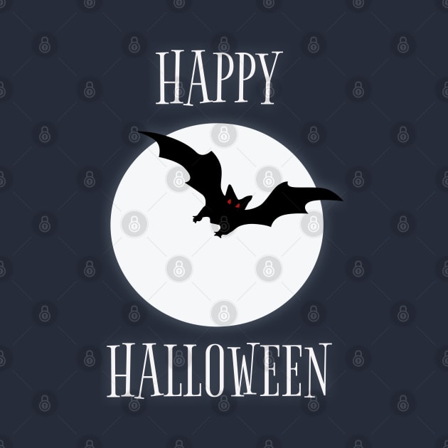 Happy Halloween Trick Or Treat Bat & Full Moon by Gothic Rose Designs