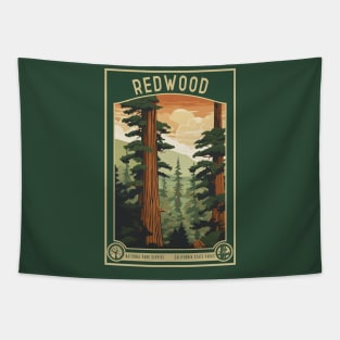 Redwood National Park Vintage Travel Poster Tapestry