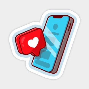 Mobile Phone With Love Sign Cartoon Magnet