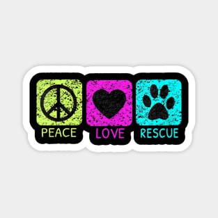 Women Peace Love Rescue Dogs Distressed Graphic Animal Lovers Magnet