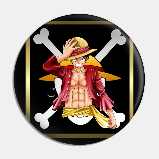 Monkey D. Luffy Straw Hat/Mugiwara Small Logo from One Piece Manga and Anime  - Straw Hat Pirates - Pin