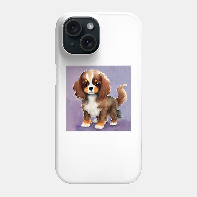 Cute Cavalier King Charles Spaniel Dog Puppy Art 5 Phone Case by cutiepeaupies