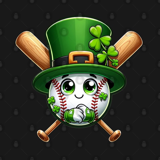 Kids Baseball St Patricks Day Shirt Ball Leprechaun Catcher by AE Desings Digital