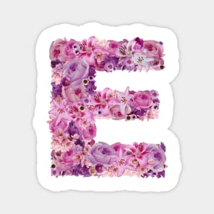 Pink Floral Letter E Magnet