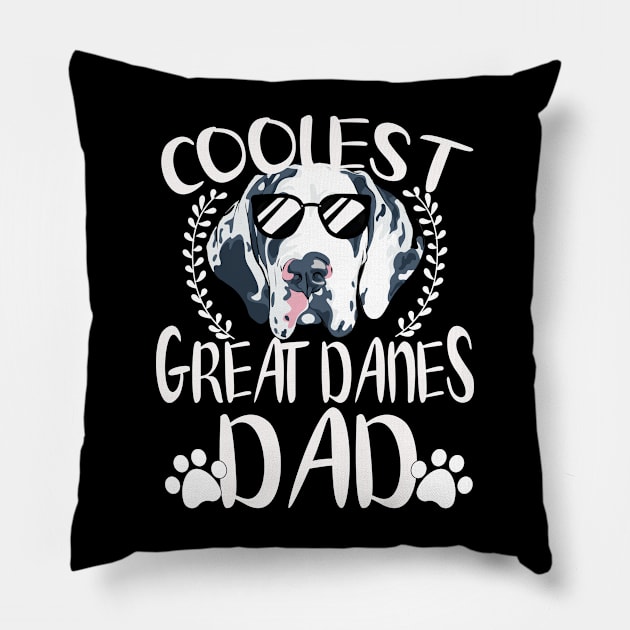 Glasses Coolest Great Danes Dog Dad Pillow by mlleradrian